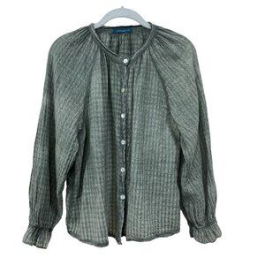 Andromede Paris Womens Size‎ M? Waffle Cotton Blouse Green Made in Italy